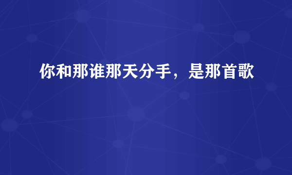 你和那谁那天分手，是那首歌