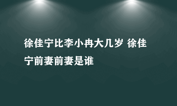 徐佳宁比李小冉大几岁 徐佳宁前妻前妻是谁