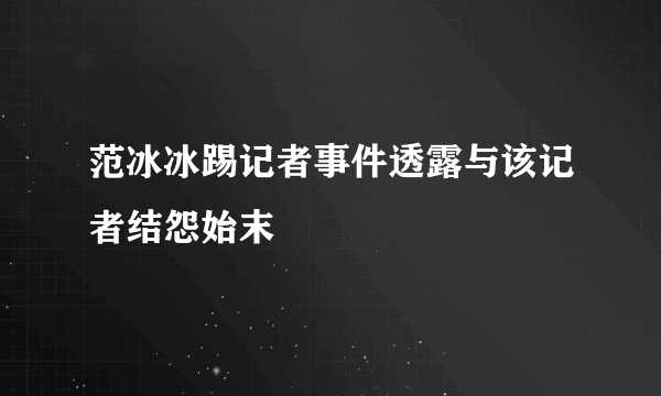 范冰冰踢记者事件透露与该记者结怨始末