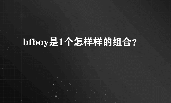 bfboy是1个怎样样的组合？