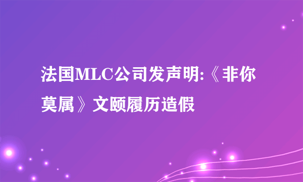 法国MLC公司发声明:《非你莫属》文颐履历造假