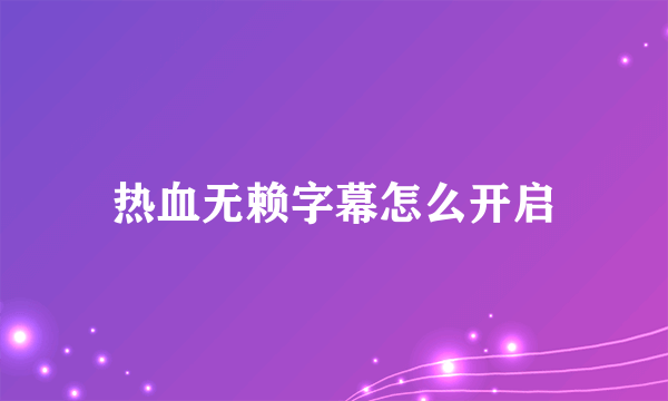 热血无赖字幕怎么开启