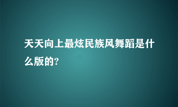 天天向上最炫民族风舞蹈是什么版的?