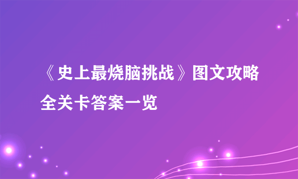 《史上最烧脑挑战》图文攻略全关卡答案一览