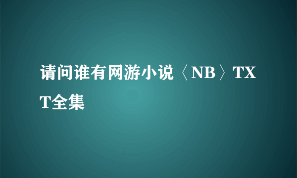 请问谁有网游小说〈NB〉TXT全集