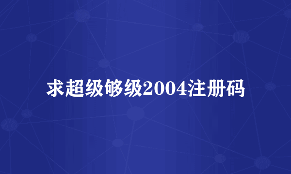 求超级够级2004注册码