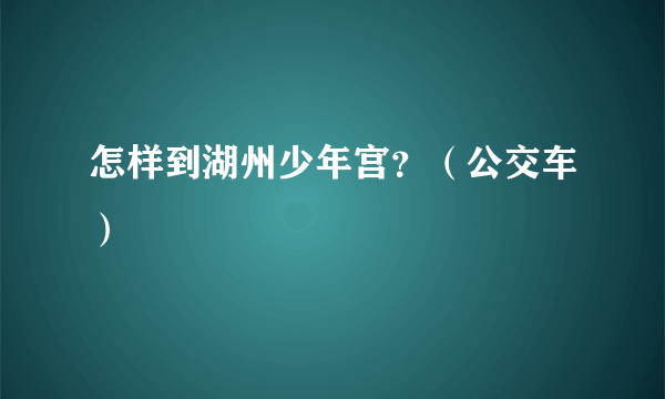 怎样到湖州少年宫？（公交车）