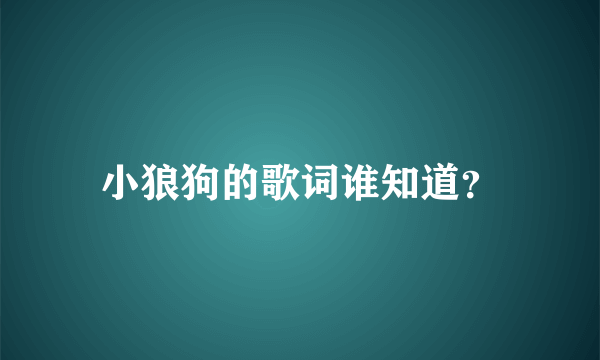 小狼狗的歌词谁知道？