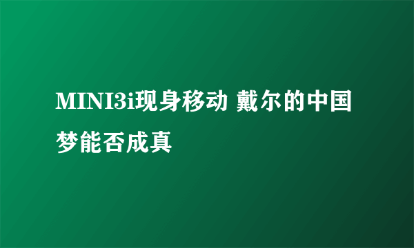 MINI3i现身移动 戴尔的中国梦能否成真