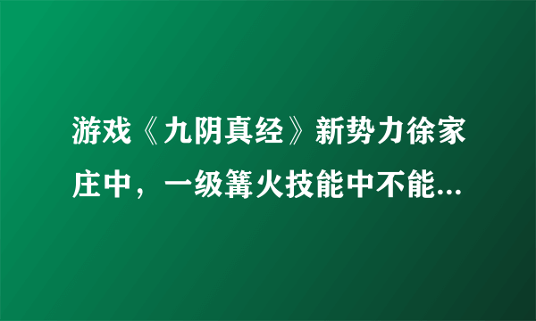 游戏《九阴真经》新势力徐家庄中，一级篝火技能中不能使用“添柴”功能按钮，求解。