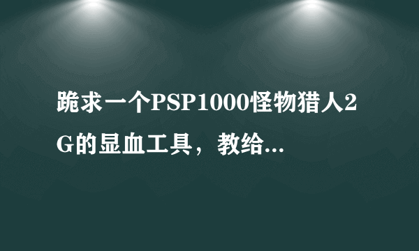 跪求一个PSP1000怪物猎人2G的显血工具，教给如何用和给个下载地址，我的版本升级到5.00请大侠帮帮忙，急啊