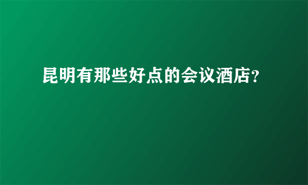 昆明有那些好点的会议酒店？