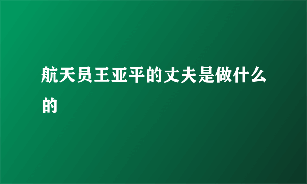 航天员王亚平的丈夫是做什么的