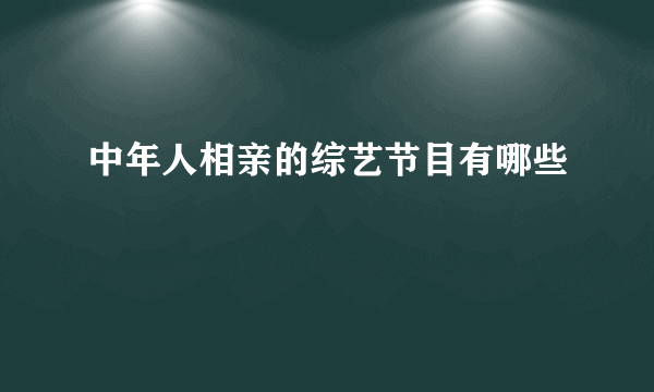 中年人相亲的综艺节目有哪些