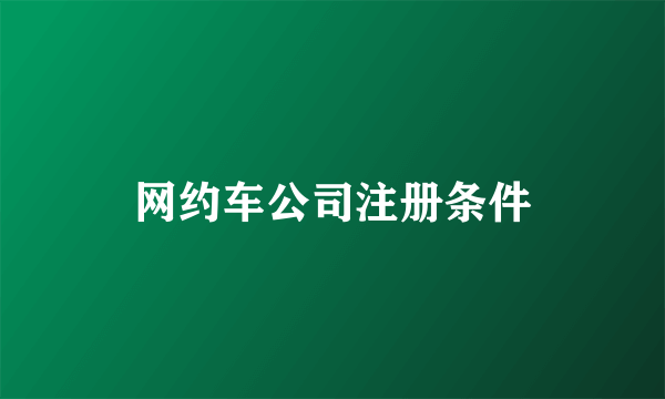 网约车公司注册条件