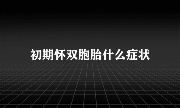 初期怀双胞胎什么症状