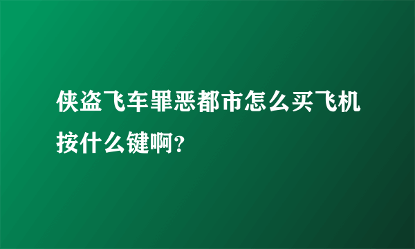 侠盗飞车罪恶都市怎么买飞机按什么键啊？