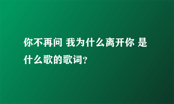 你不再问 我为什么离开你 是什么歌的歌词？