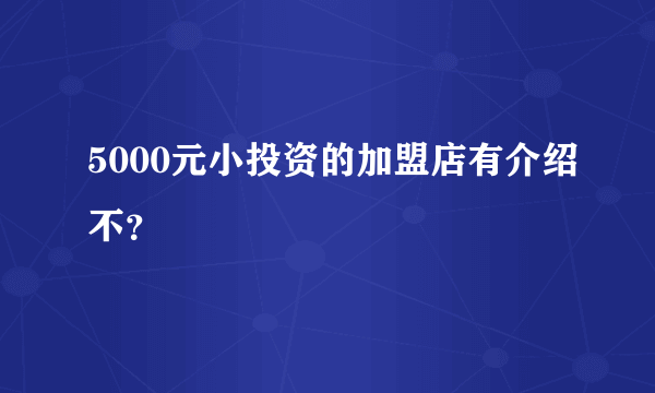 5000元小投资的加盟店有介绍不？