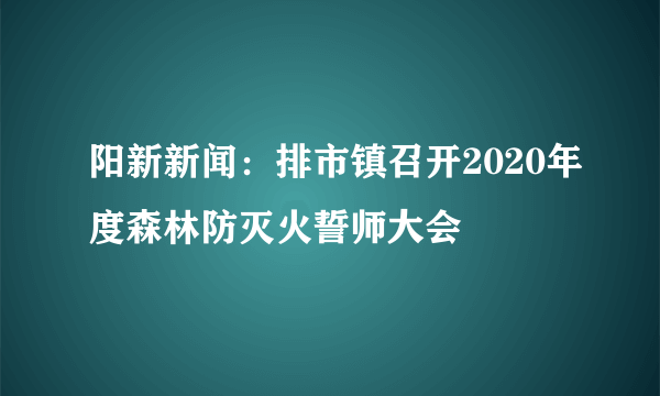 阳新新闻：排市镇召开2020年度森林防灭火誓师大会