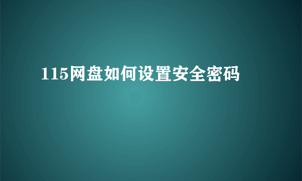 115网盘如何设置安全密码