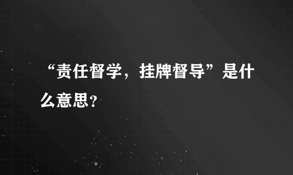 “责任督学，挂牌督导”是什么意思？