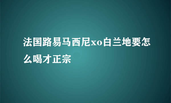 法国路易马西尼xo白兰地要怎么喝才正宗