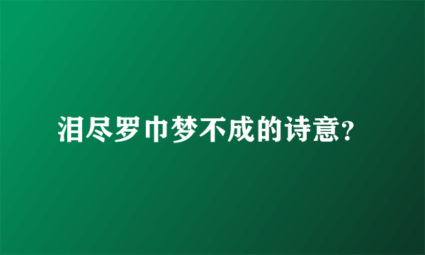 泪尽罗巾梦不成的诗意？