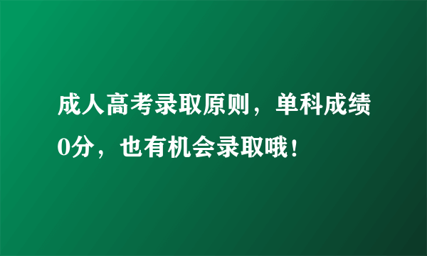 成人高考录取原则，单科成绩0分，也有机会录取哦！