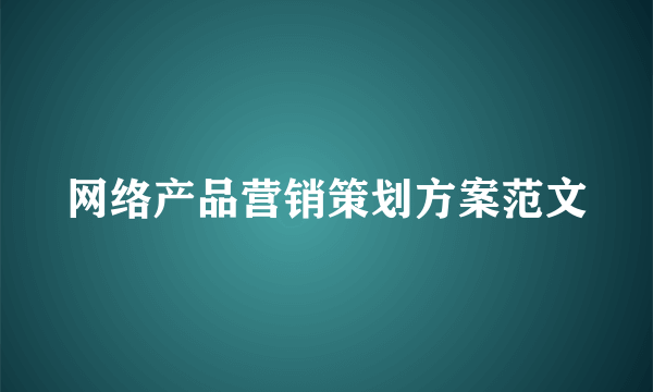 网络产品营销策划方案范文