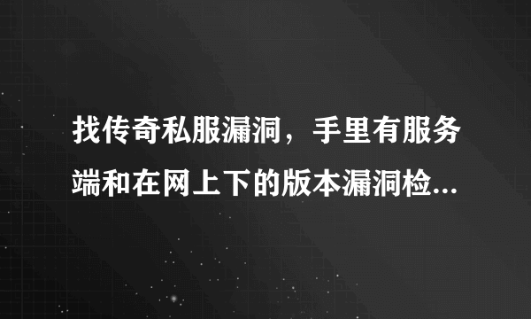 找传奇私服漏洞，手里有服务端和在网上下的版本漏洞检测工具了，具体找出的漏洞要怎么去实验？