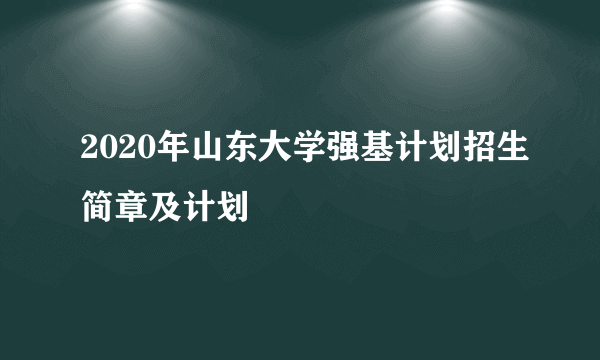 2020年山东大学强基计划招生简章及计划