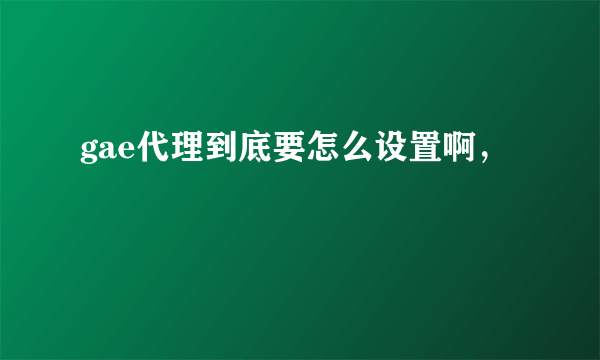 gae代理到底要怎么设置啊，