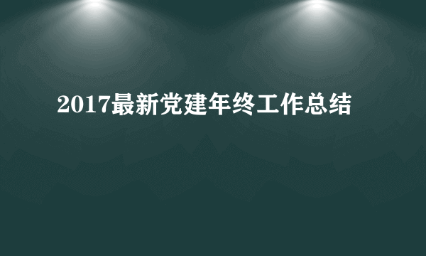 2017最新党建年终工作总结