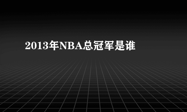 2013年NBA总冠军是谁