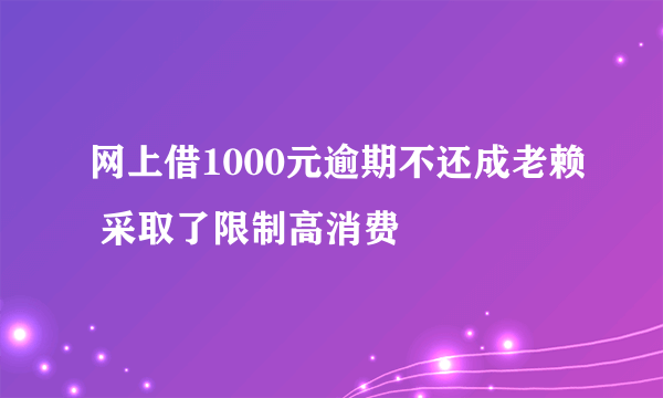 网上借1000元逾期不还成老赖 采取了限制高消费