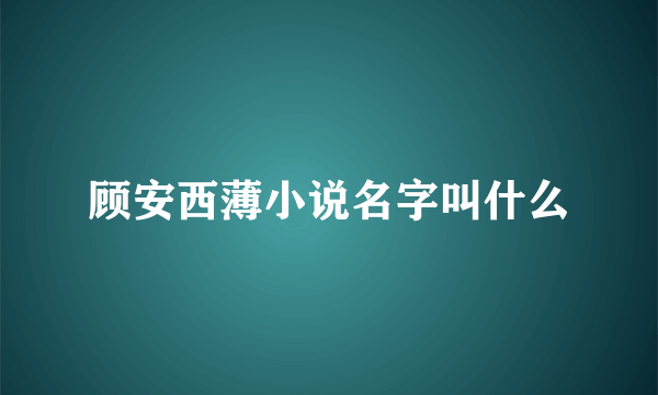 顾安西薄小说名字叫什么