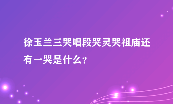 徐玉兰三哭唱段哭灵哭祖庙还有一哭是什么？