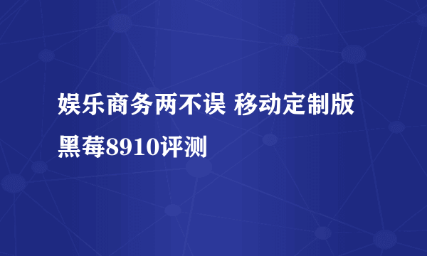 娱乐商务两不误 移动定制版黑莓8910评测