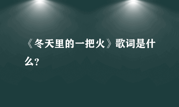 《冬天里的一把火》歌词是什么？