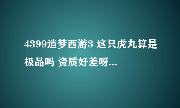 4399造梦西游3 这只虎丸算是极品吗 资质好差呀 高手鉴定一下