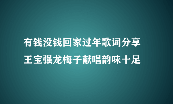 有钱没钱回家过年歌词分享 王宝强龙梅子献唱韵味十足