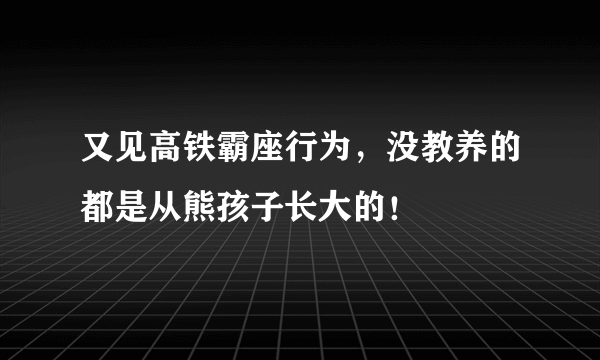 又见高铁霸座行为，没教养的都是从熊孩子长大的！