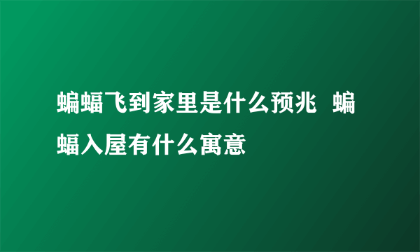 蝙蝠飞到家里是什么预兆  蝙蝠入屋有什么寓意