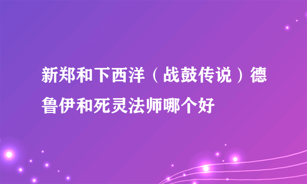 新郑和下西洋（战鼓传说）德鲁伊和死灵法师哪个好