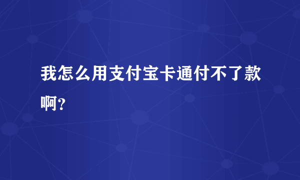 我怎么用支付宝卡通付不了款啊？