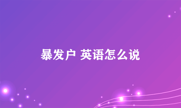 暴发户 英语怎么说