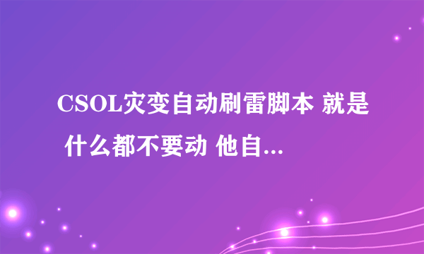 CSOL灾变自动刷雷脚本 就是 什么都不要动 他自己刷雷的那种