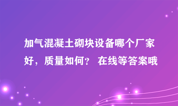 加气混凝土砌块设备哪个厂家好，质量如何？ 在线等答案哦