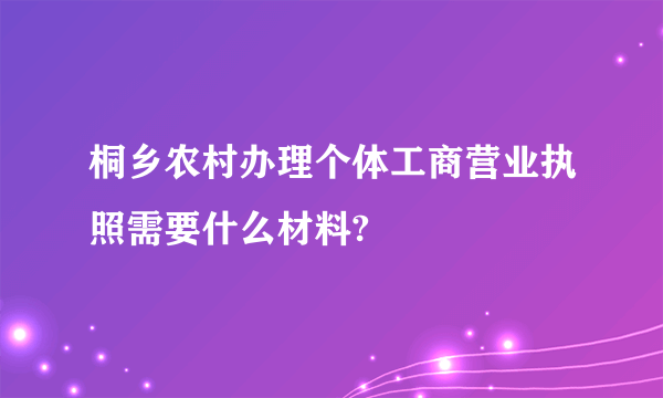 桐乡农村办理个体工商营业执照需要什么材料?